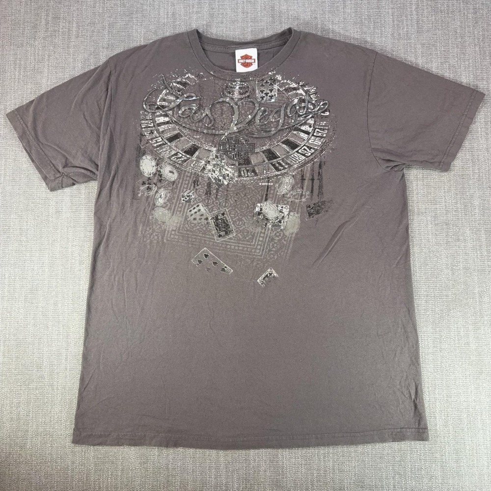 Harley-Davidson Shirt Mens XL Gray Las Vegas Casino Roulette Graphic Tee